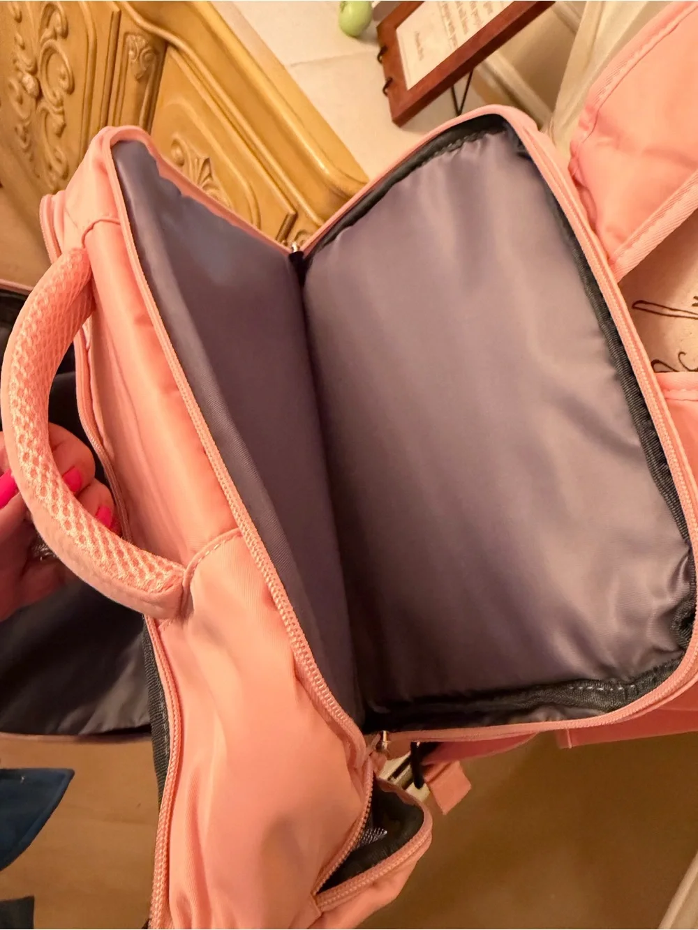 Large Pink Diaper Bag Backpack USB Charging Port Insulated Bottle Pocket Travel